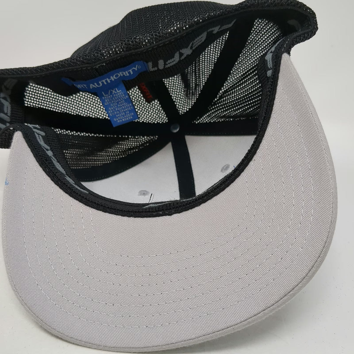 Port Authority Baseball Cap Gray Black Blue XL York Snowflake Mesh Flexfit Hat