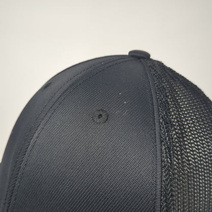 BBA 80 Fitted Trucker Hat Black 7 3/8 Embroidered Mesh Back Pacific Headwear