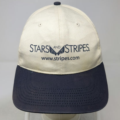 Vitronic Snapback Hat Beige One Size Stars and Stripes Newspaper Logo Blue Brim