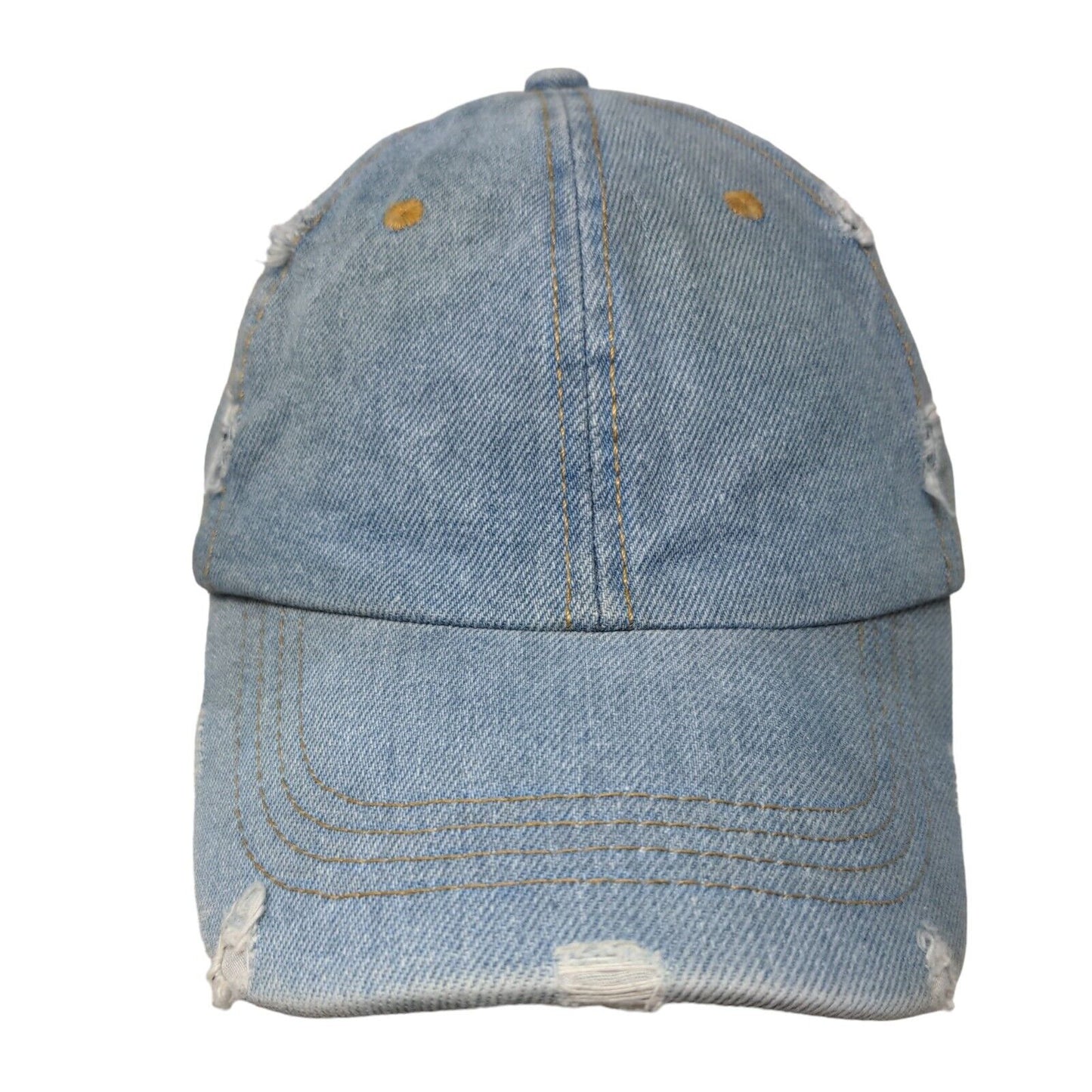 David & Young Strapback Hat Blue OSFM Adjustable Distressed Blank 6 Panel