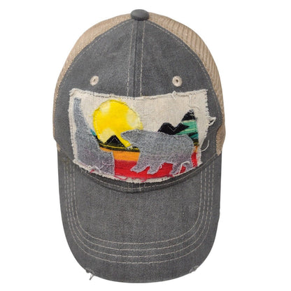 Unbranded Patch Strapback Mesh Back Trucker Hat Multi OSFM Colorblock