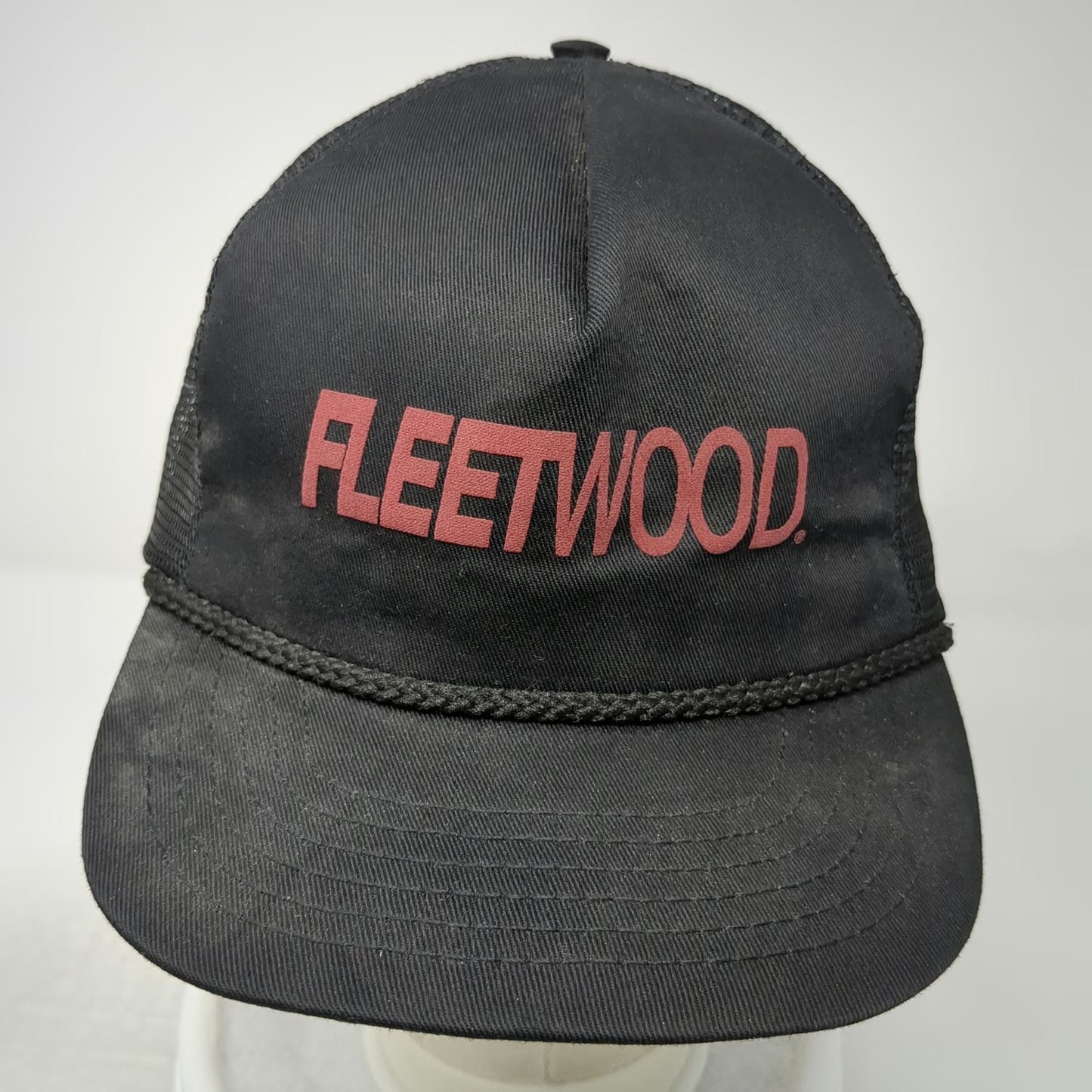 Headliner Fleetwood Trucker Hat Black Red Vintage Rope Mesh Snapback USA Made