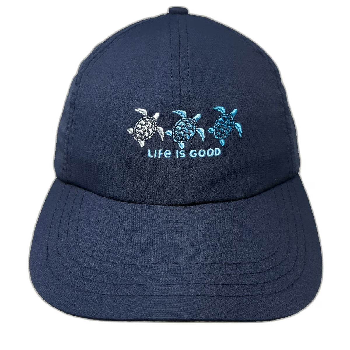 Life is Good Baseball Cap Blue One Size Sea Turtle Mesh Reflective Strap Hat