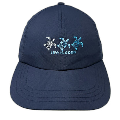 Life is Good Baseball Cap Blue One Size Sea Turtle Mesh Reflective Strap Hat