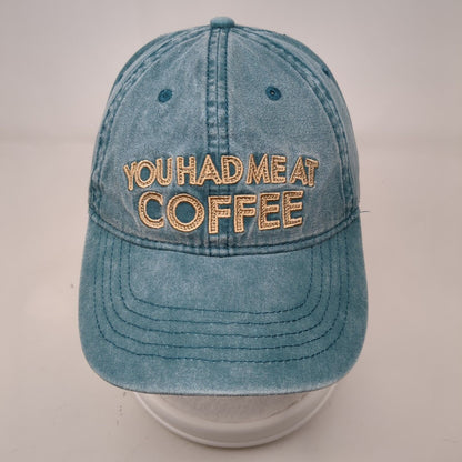 You Had Me At Coffee Slideback Hat Green One Size Leather Strap 6 Panel