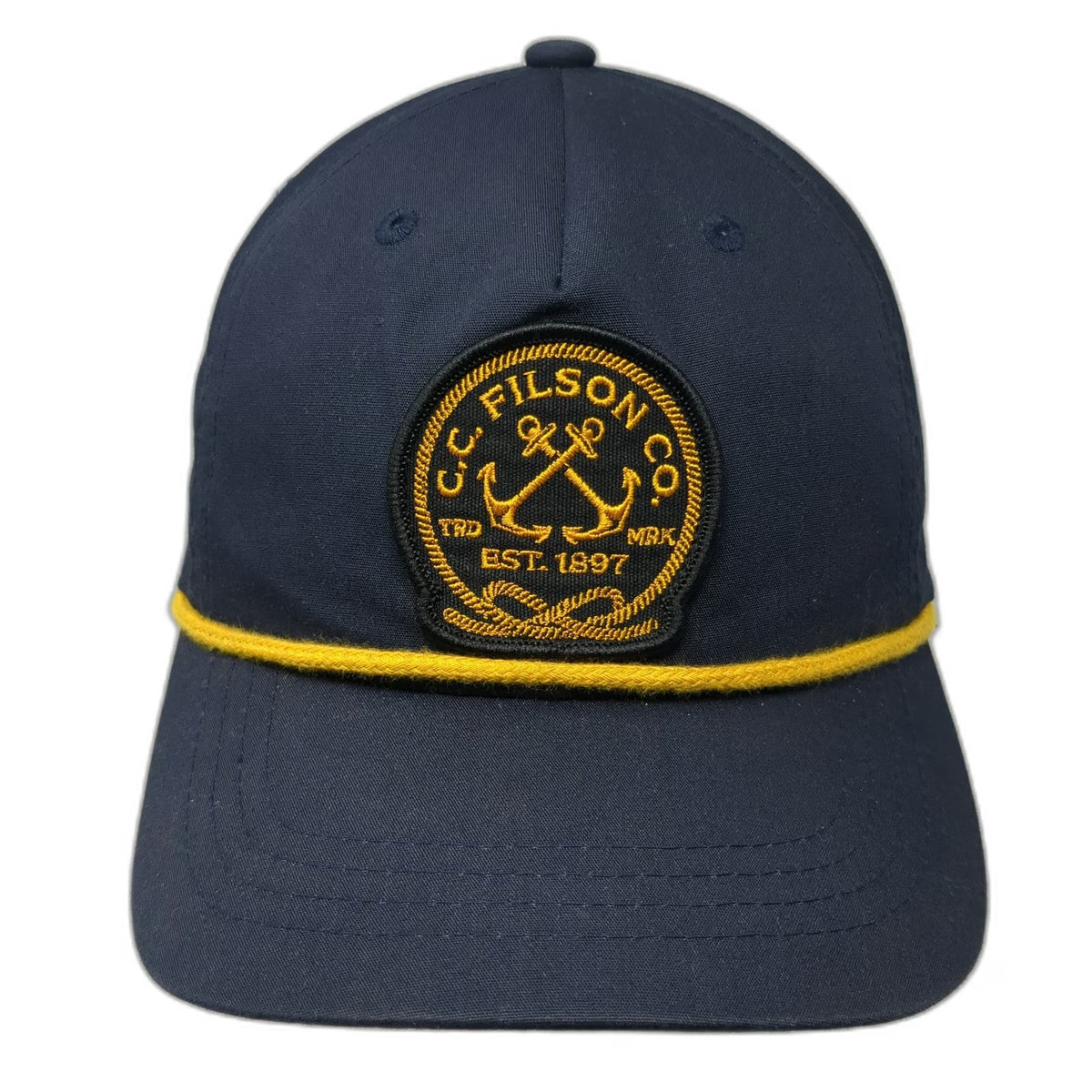 Filson 5 Panel Blue One Size Rope Detail Anchor Patch Snapback Hat Seattle WA
