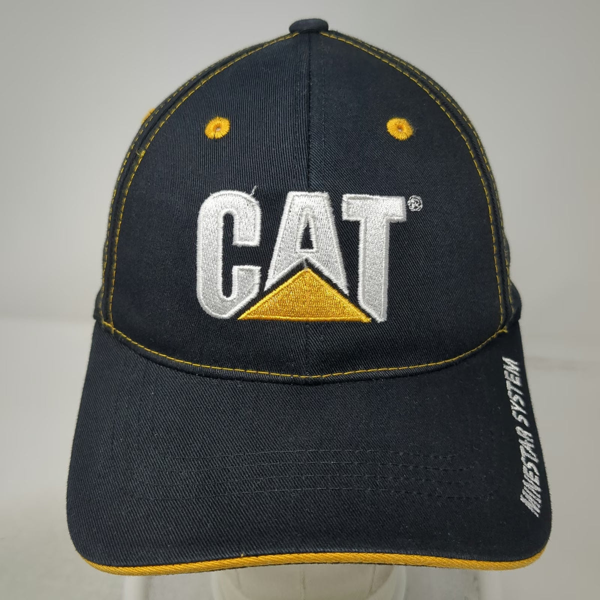 Caterpillar CAT MineStar System Black Baseball Cap One Size Yellow Stitching Hat