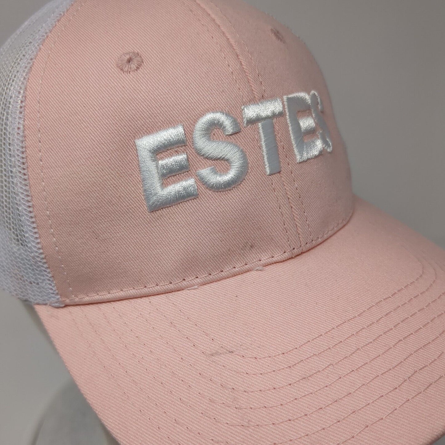 Estes Snapback Mesh Back Trucker Hat Pink One Size Embroidered 6 Panel