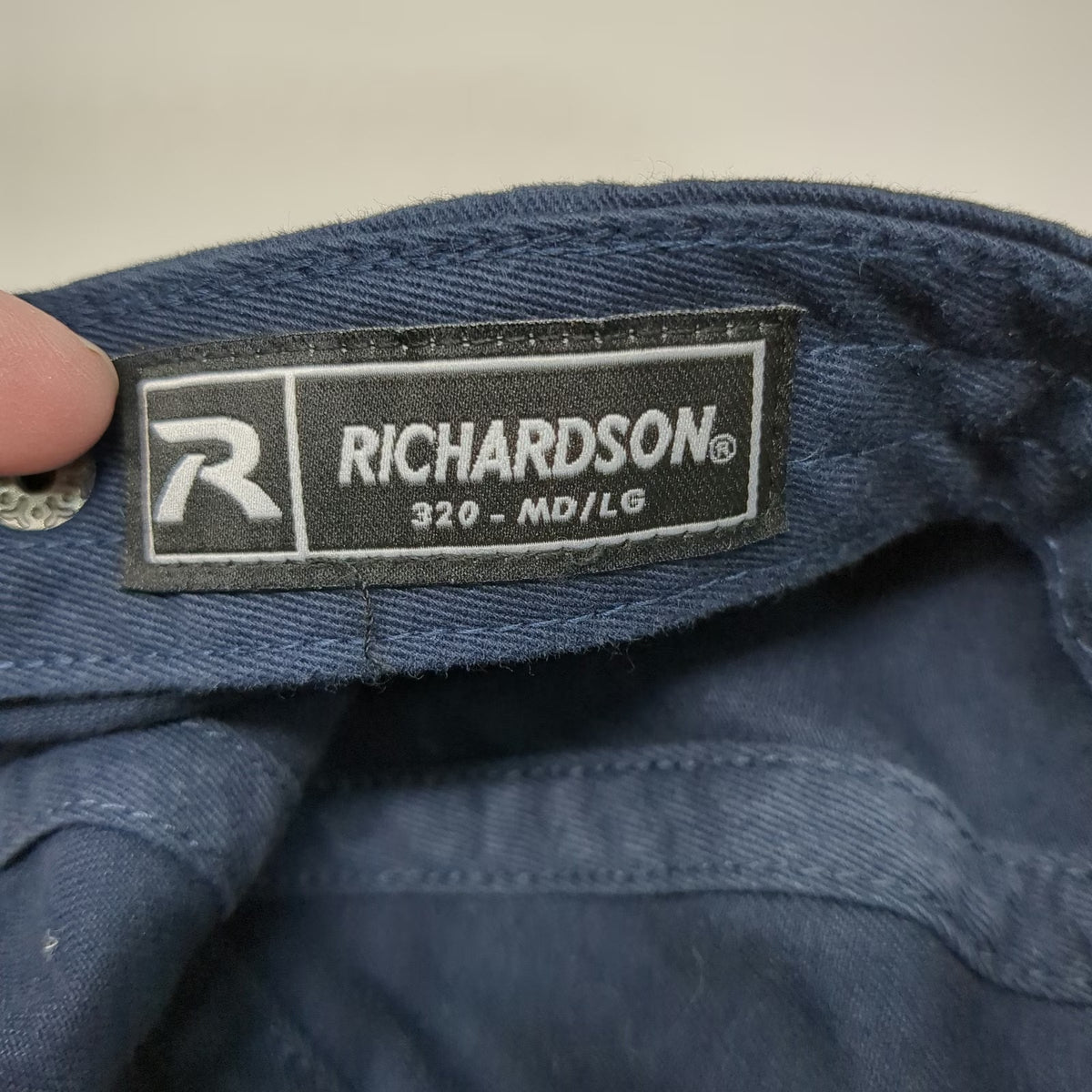 Richardson Baseball Cap Blue L Slideback Cotton SUDS Logo Embroidered Strap Hat