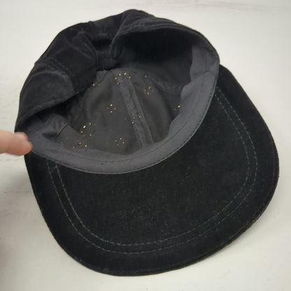 Yehasso Baseball Cap Black One Size Velvet Gold Studded Rhinestone Gem Hat
