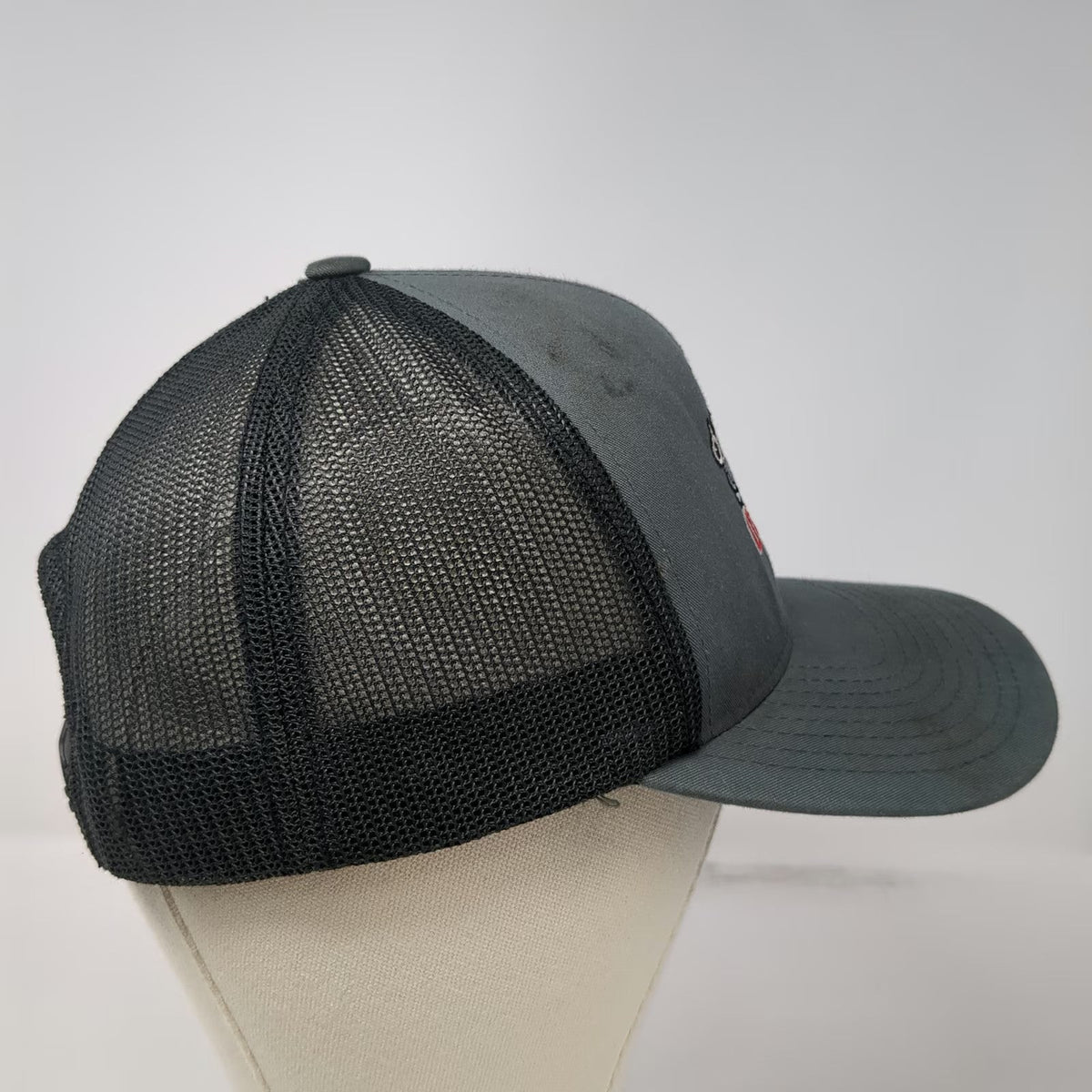 Pacific Headwear Trucker Hat Gray One Size Outlaw Powersports Snapback Gun Mesh