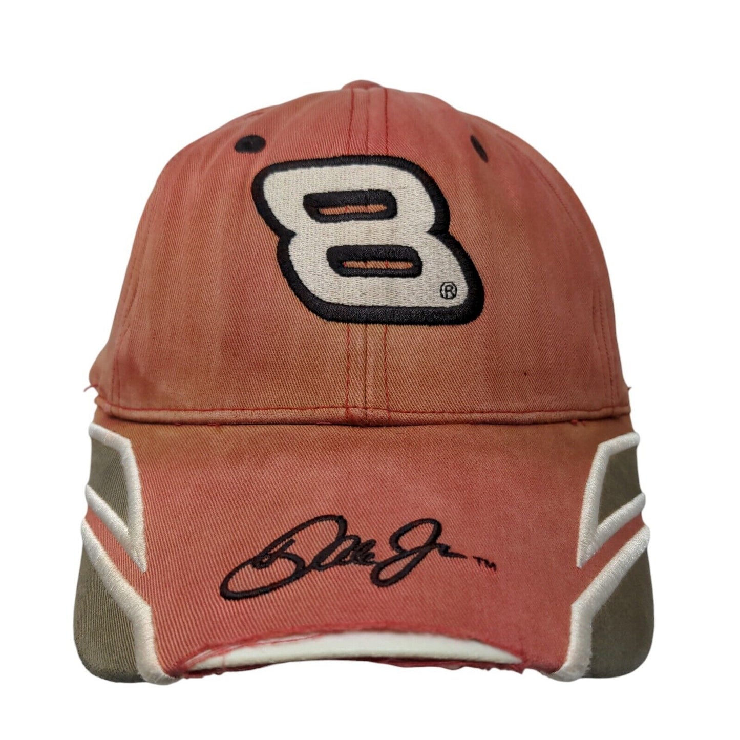 NASCAR Men's Strapback Hat Red Distressed #8 Dale Jr Embroidered Logo Budweiser