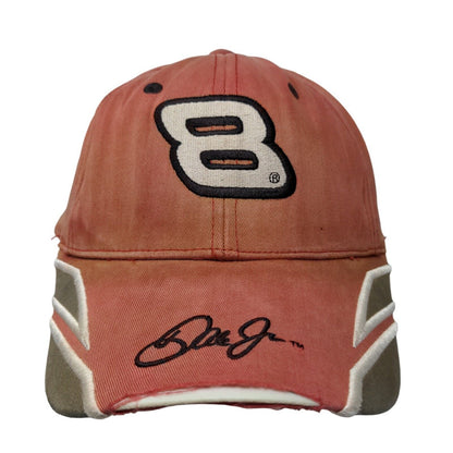 NASCAR Men's Strapback Hat Red Distressed #8 Dale Jr Embroidered Logo Budweiser