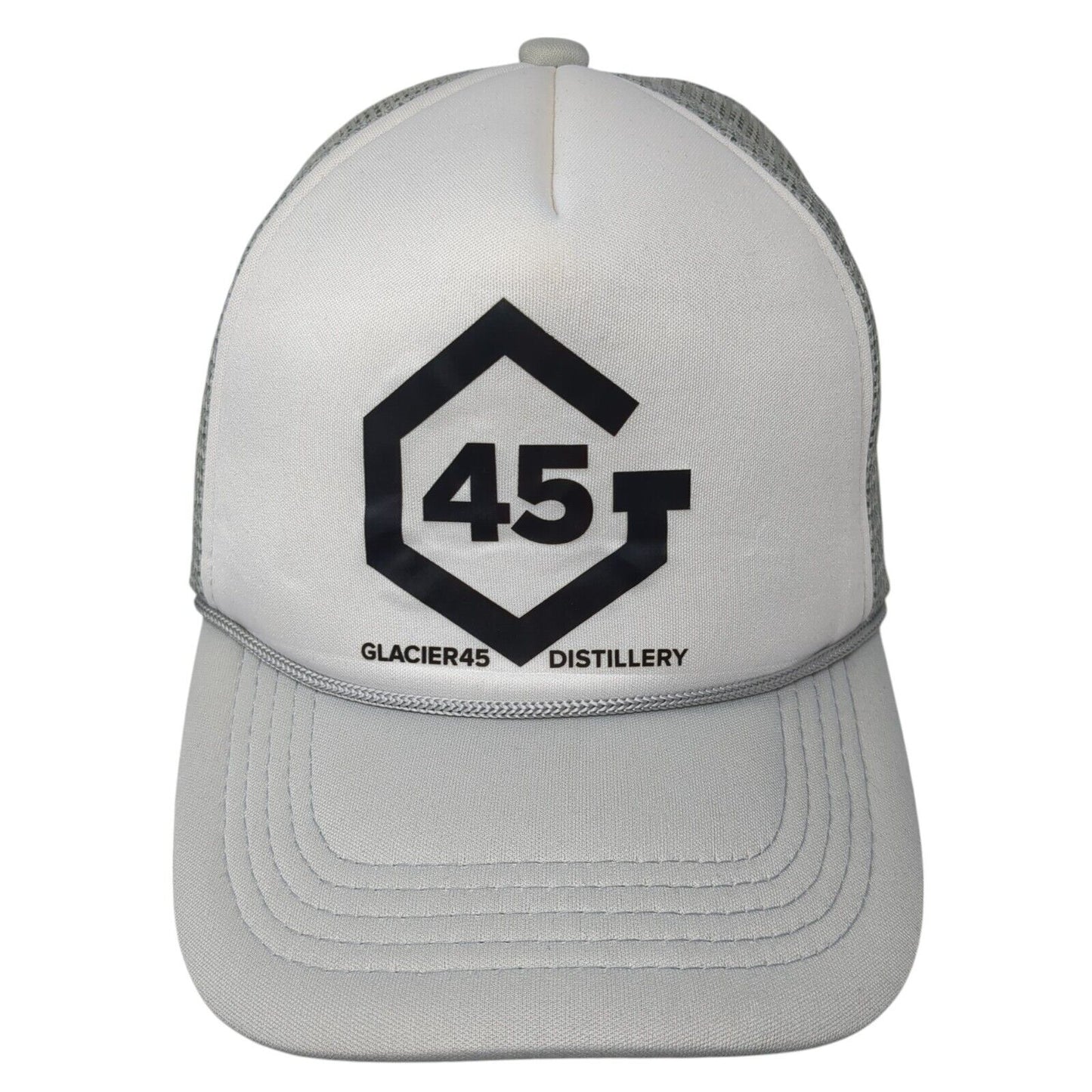 G45 Glacier Distillery Snapback Trucker Hat Gray OS Adjustable Mesh Back Rope