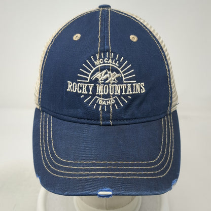ACE USA Trucker Hat Blue One Size Rocky Mountains McCall Idaho Distressed Mesh
