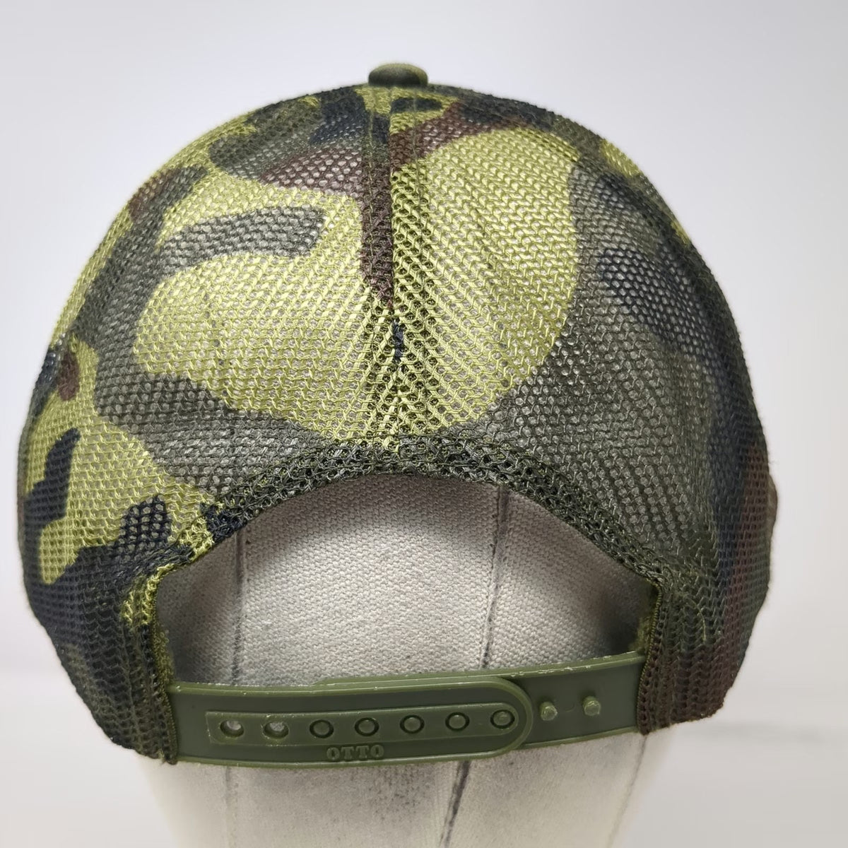 Otto Trucker Hat Green One Size Camo Mesh Snapback Fighter Jet Patch Rope