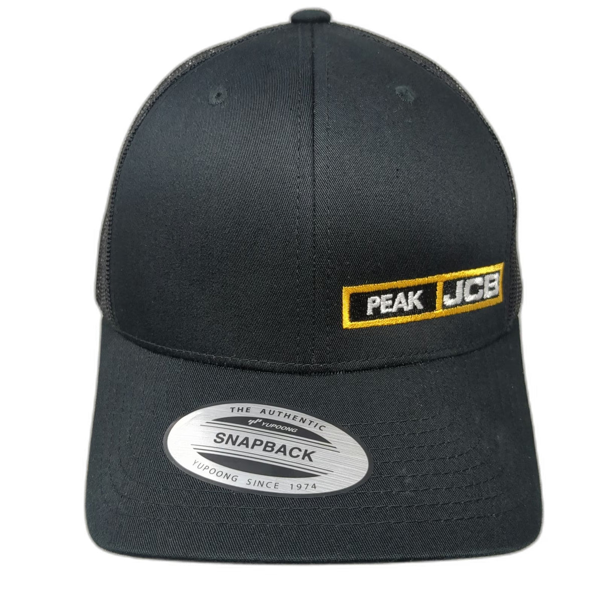 Yupoong Trucker Hat Black One Size Snapback Mesh Back Peak JCB Logo Structured