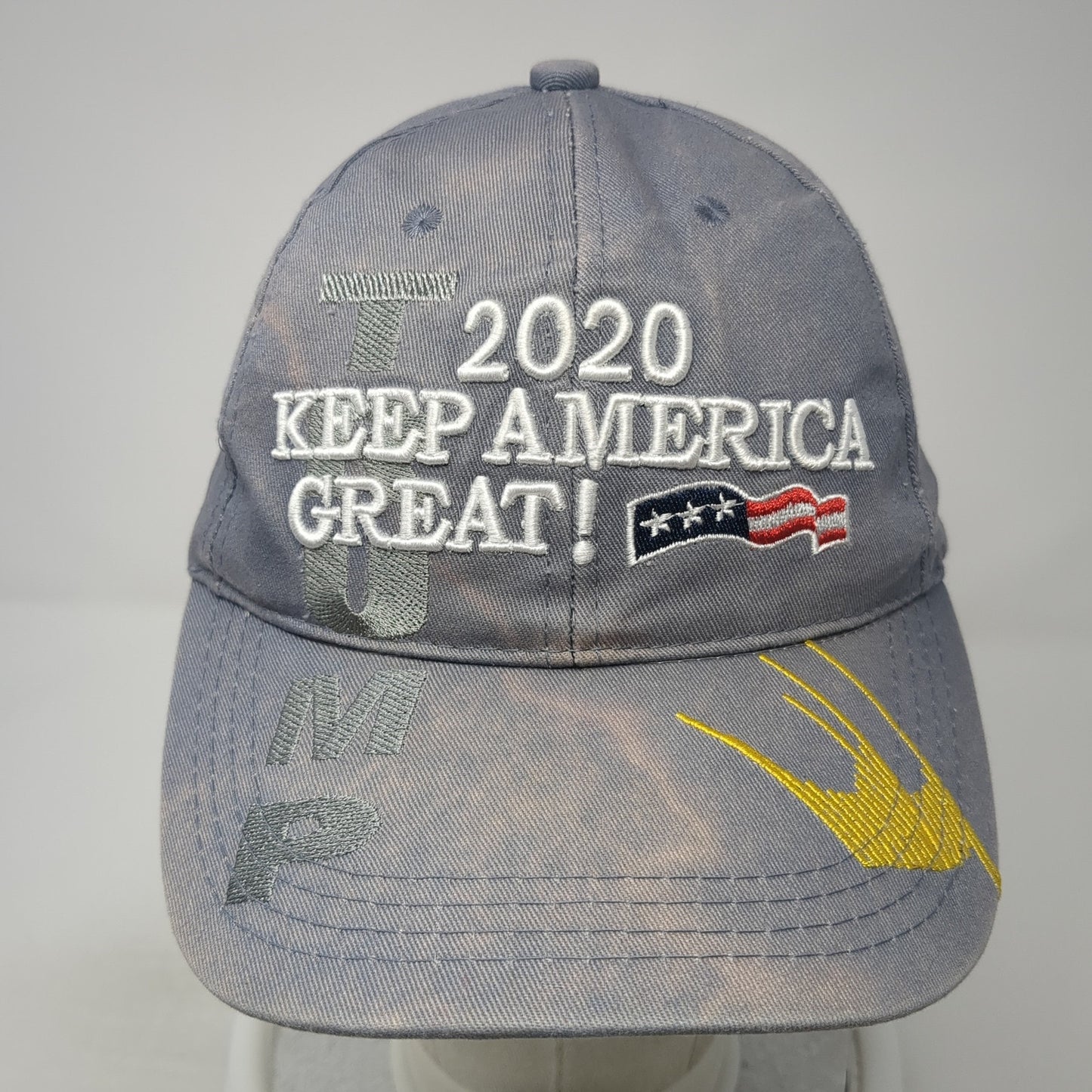 2020 Keep America Great! Slideback Hat Gray One Size Adjustable USA Flag