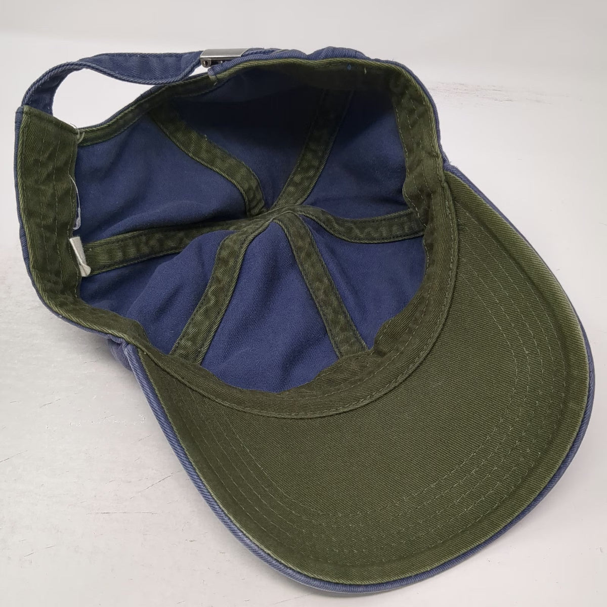 GAP Baseball Cap Blue One Size Slideback Blank Green Underbrim Adjustable Hat