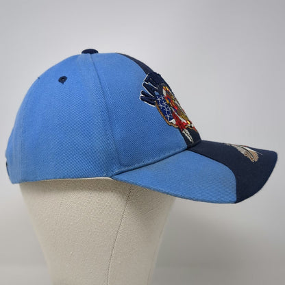 SJI Baseball Cap Blue One Size Native Pride USA Map Flag Feather Brim Hat