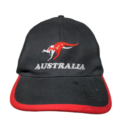 Australia Kangaroo Strapback Hat Black One Size Embroidered 6 Panel