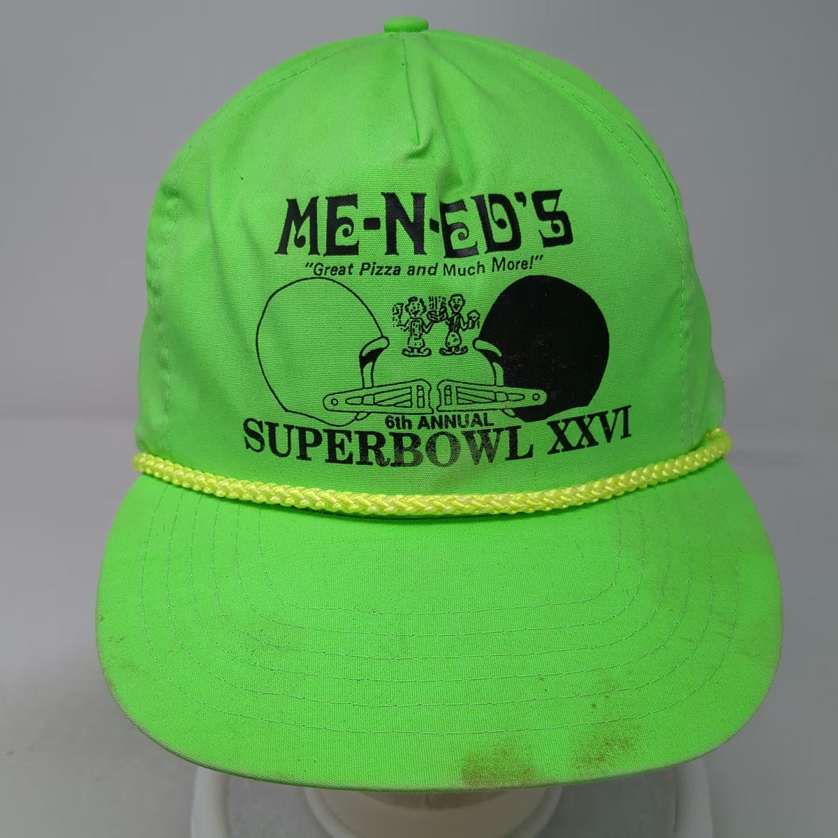Otto Cap 5 Panel Green One Size NFL Super Bowl XXVI Me-n-Ed's Pizza Hat Vintage