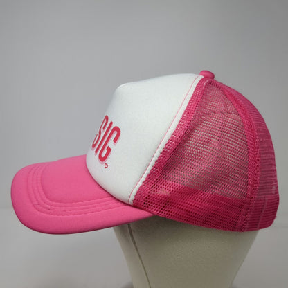 Trucker Hat Pink White One Size Phi Sig Sorority Heart Mesh Back Snapback Foam