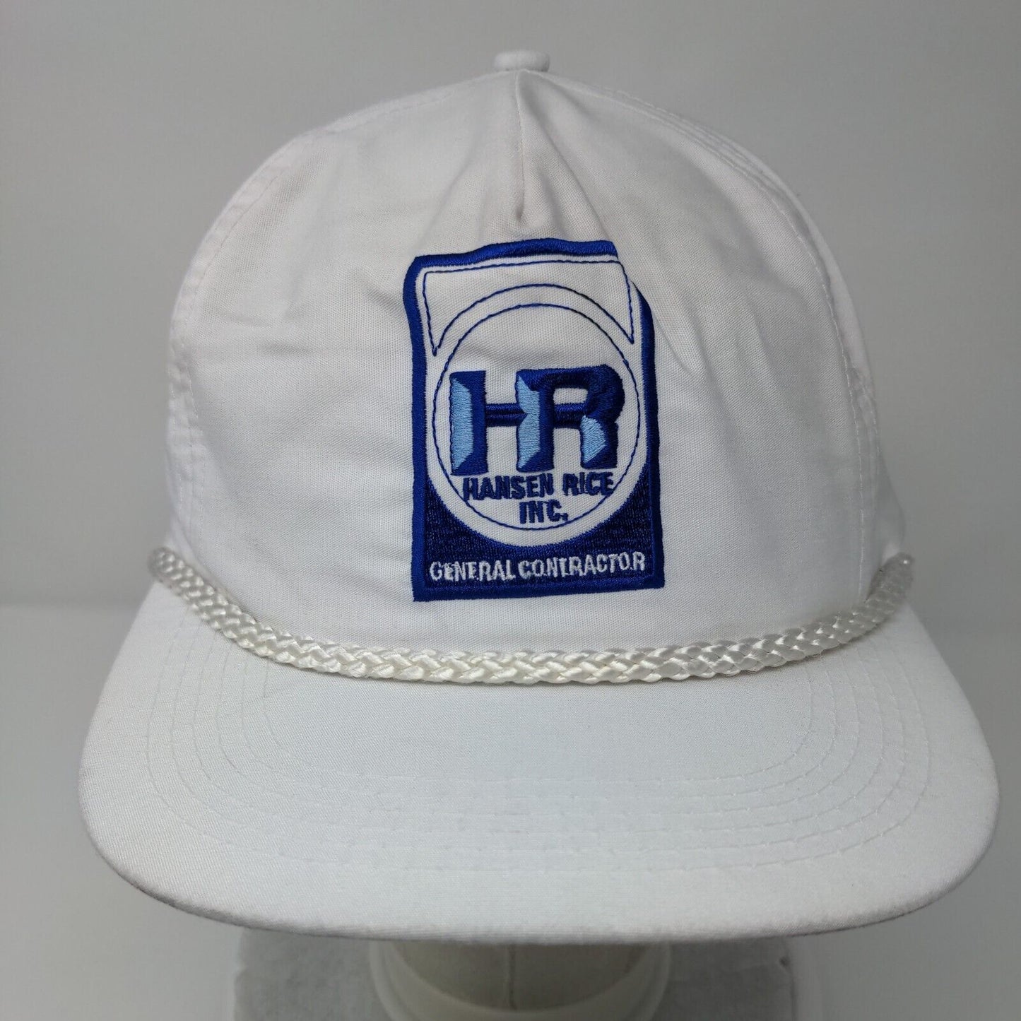 HR Hansen Rice Inc. General Contractor Snapback Rope Hat White OSFA