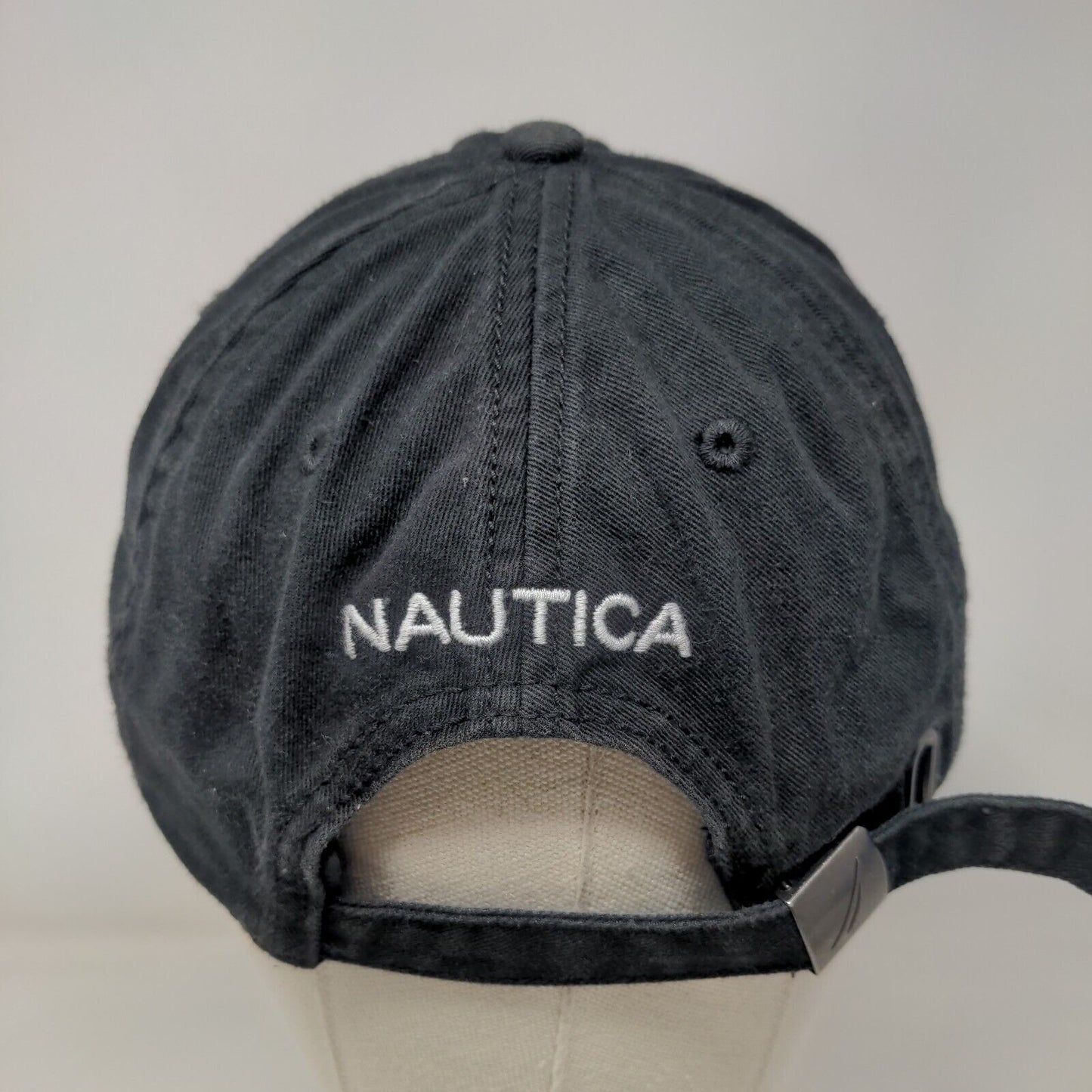 Nautica Slideback Hat Black One Size Adjustable Embroidered Logo 6 Panel
