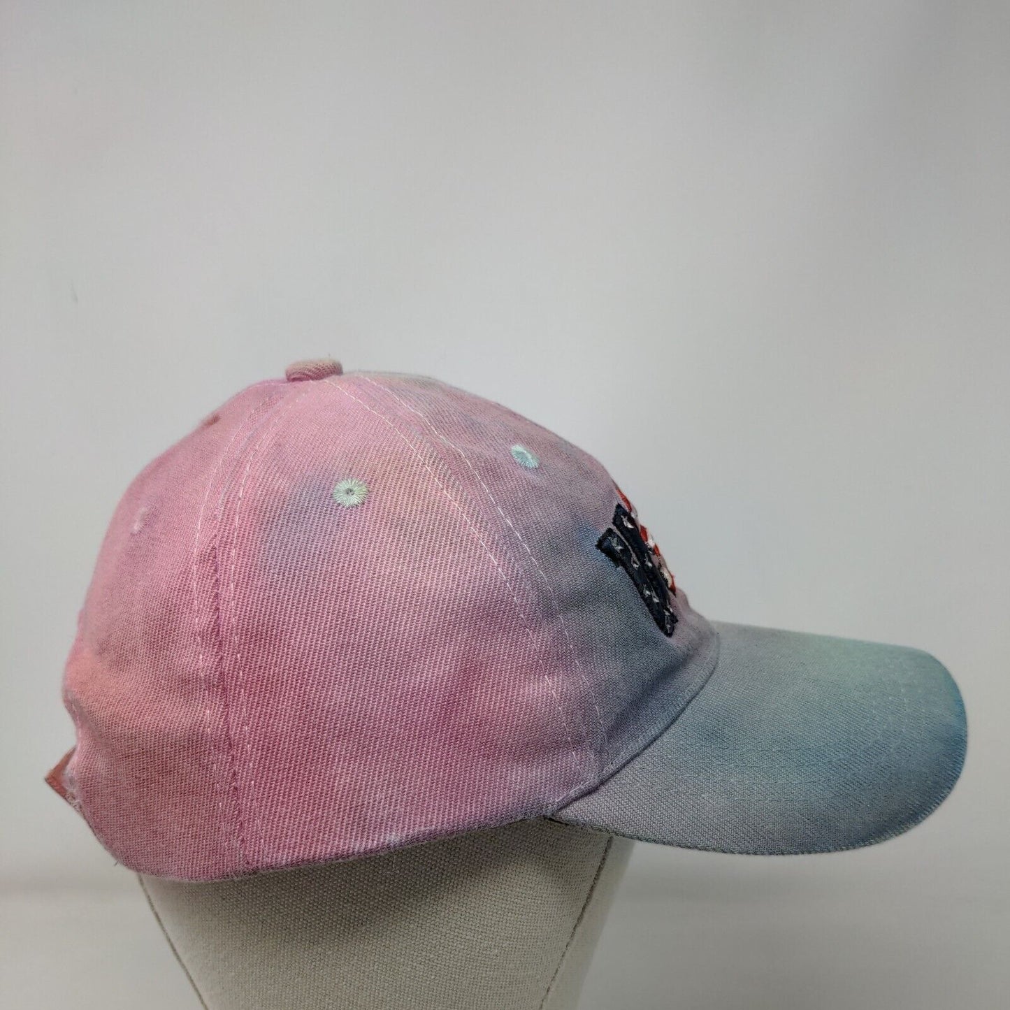 USA Strapback Hat Multicolor One Size Adjustable Embroidered Patriotic Tie Dye