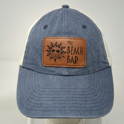 Sportsman Trucker Hat Blue White One Size Leather Patch Mesh St John USVI Bar