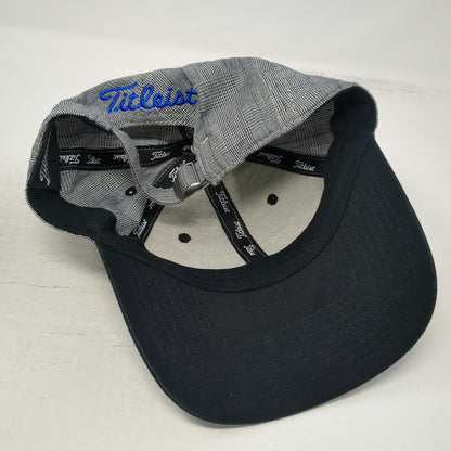 Titleist Baseball Cap Gray One Size Glen Plaid Cotton Adjustable Slideback Hat