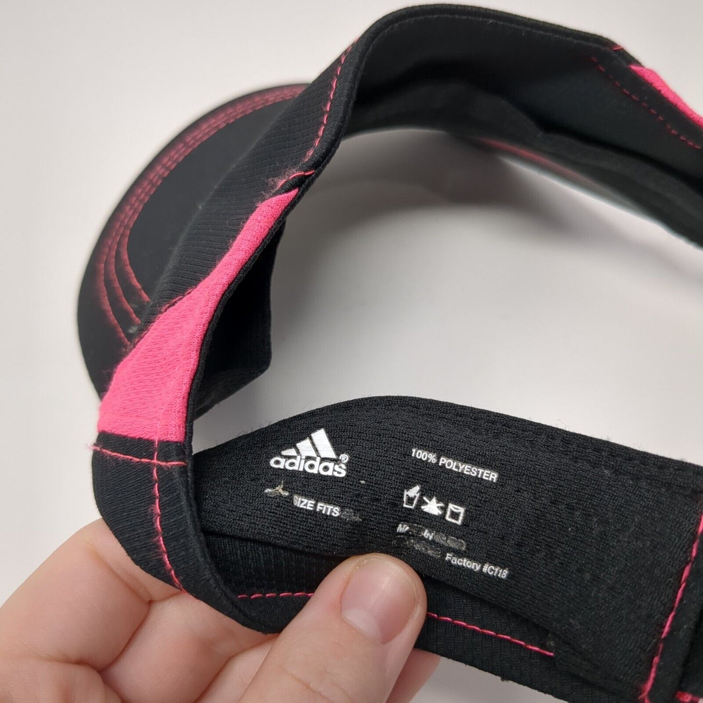 Adidas Strapback Sun Visor Cap Black One Size Adjustable Embroidered Polyester