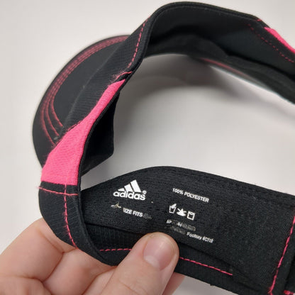 Adidas Strapback Sun Visor Cap Black One Size Adjustable Embroidered Polyester