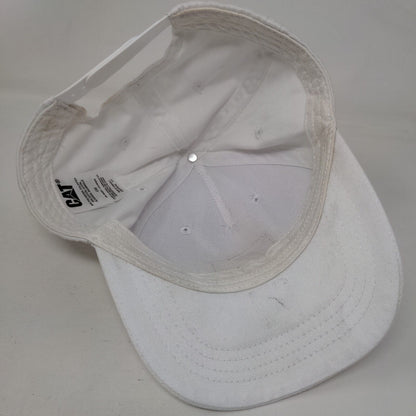 CAT Snapback Hat White One Size Adjustable Patch Logo Vented Holes 6 Panel