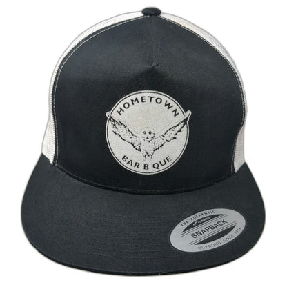 Yupoong Trucker Hat Black One Size Hometown Bar B Que Owl Graphic Mesh Snapback