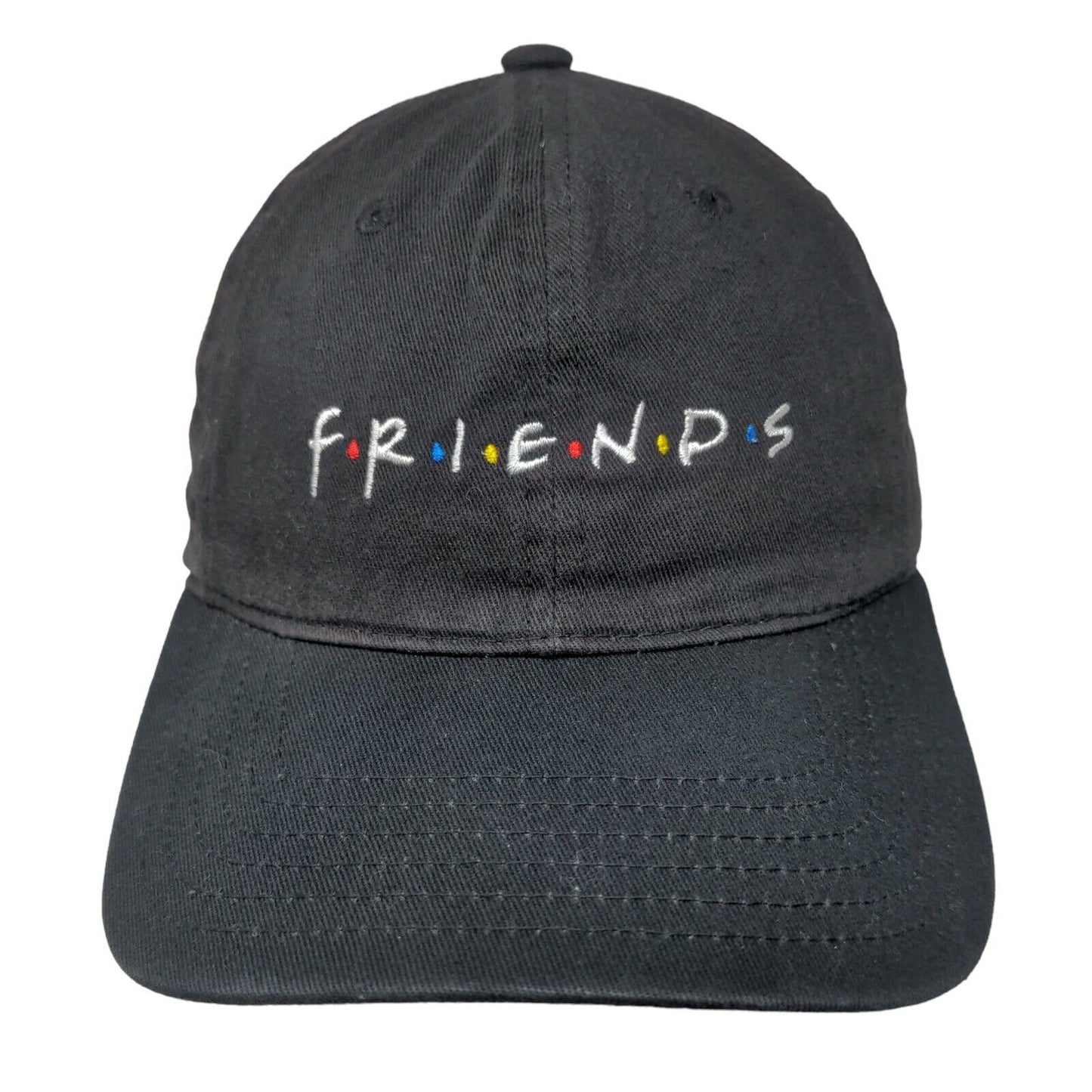 FRIENDS Slideback Hat Black One Size Adjustable Embroidered Vented Holes