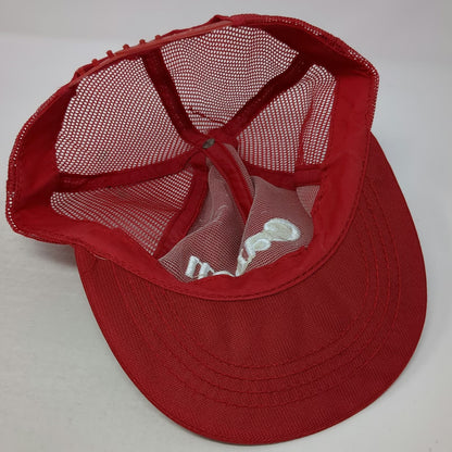 Canon Trucker Hat Red One Size Embroidered Logo Made in USA Mesh Back Snapback
