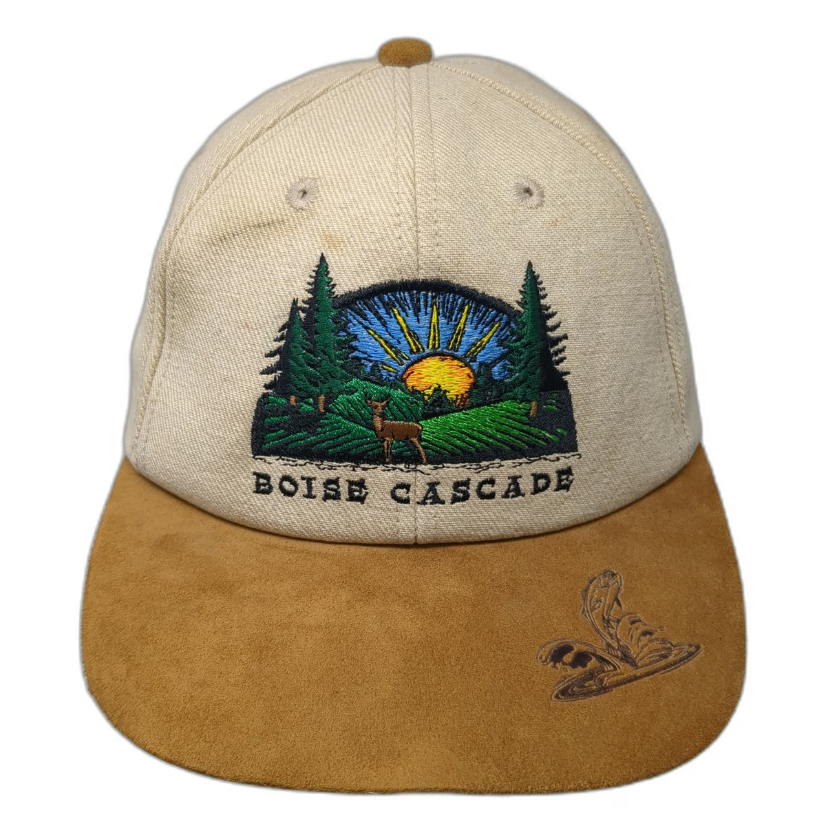 America's Legend Snapback Hat Beige One Size Boise Cascade Suede Brim Wildlife