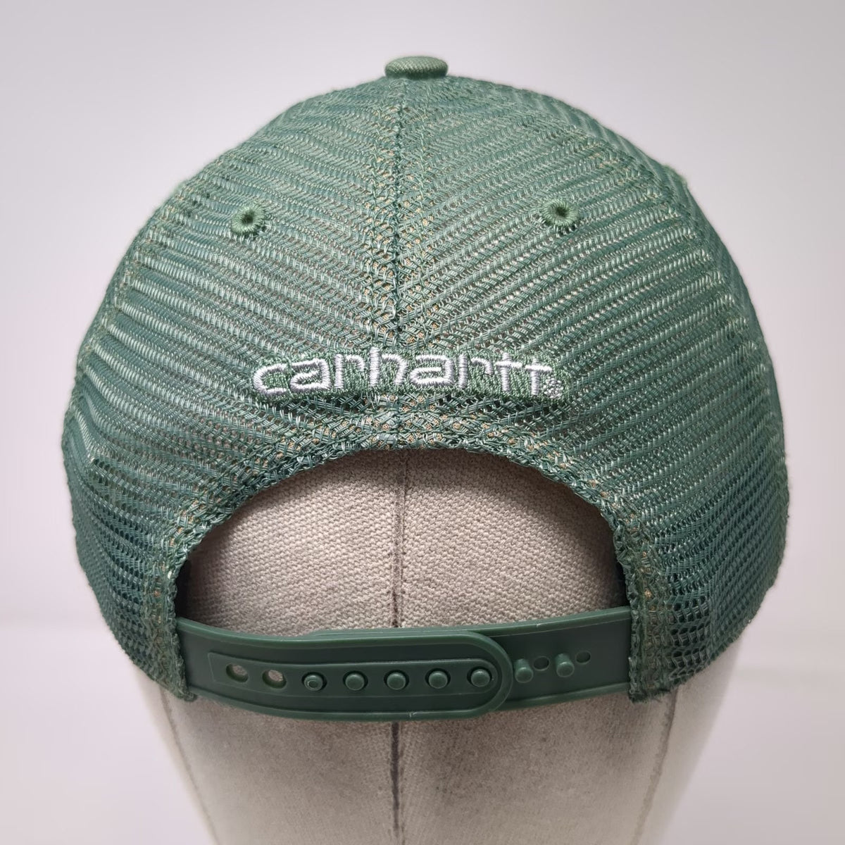 Carhartt Trucker Hat Green One Size Mesh Snapback Logo Patch Workwear Cotton