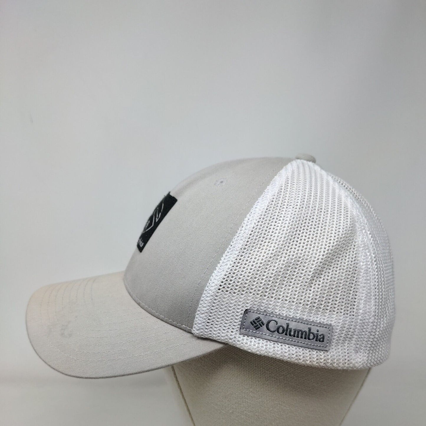 Columbia Fitted Trucker Hat Gray One Size Patch Logo Mesh Back Flexfit