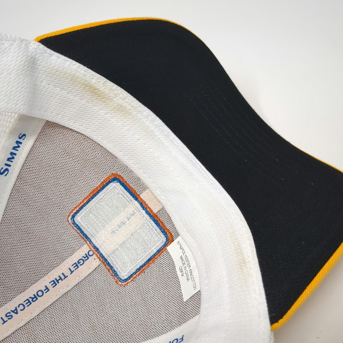 Simms Trucker Hat Yellow White One Size Fish Logo Bozeman Montana Snapback