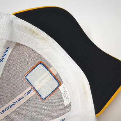 Simms Trucker Hat Yellow White One Size Fish Logo Bozeman Montana Snapback