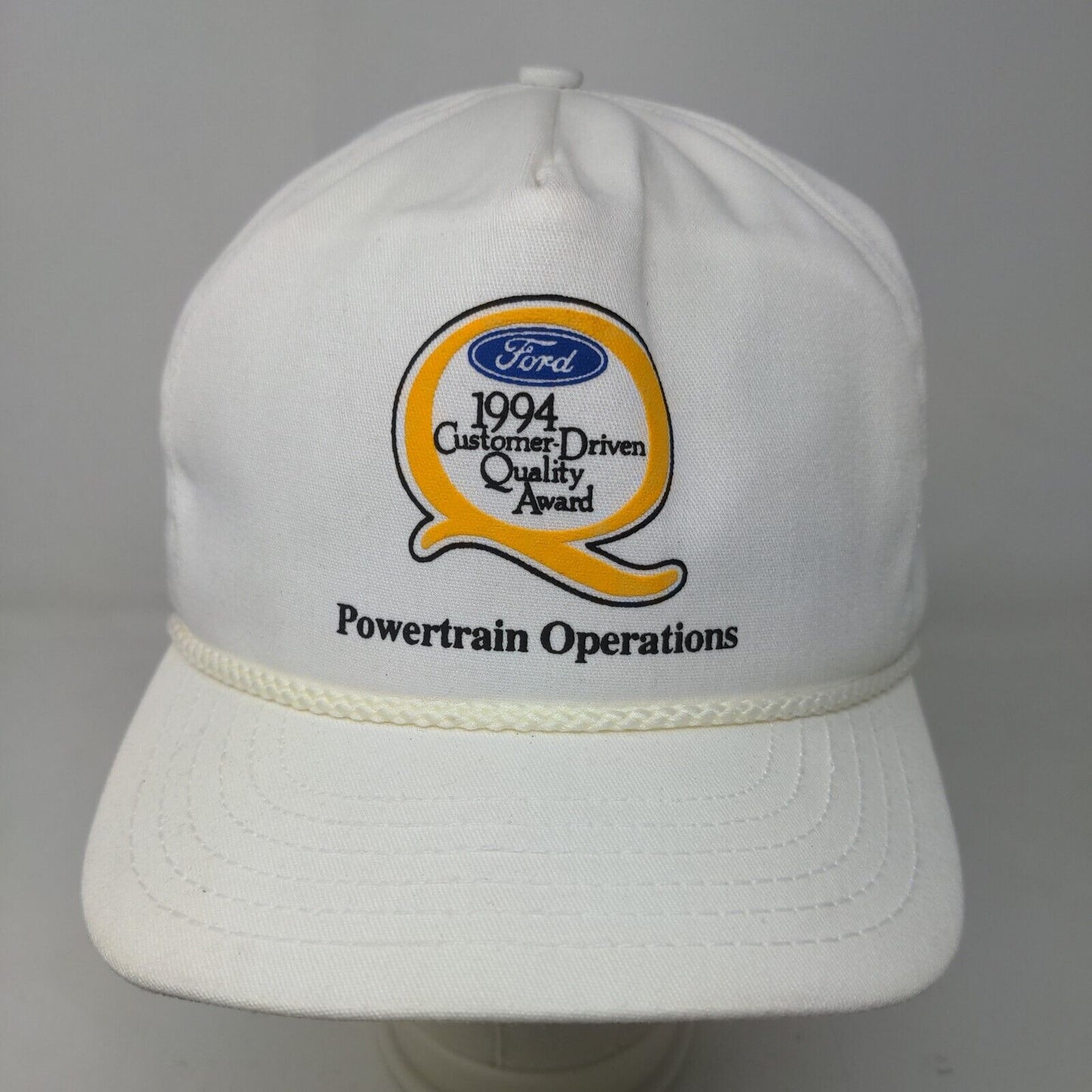 Ford Men's Snapback Trucker Hat White Vintage 1994 Powertrain Operations Rope