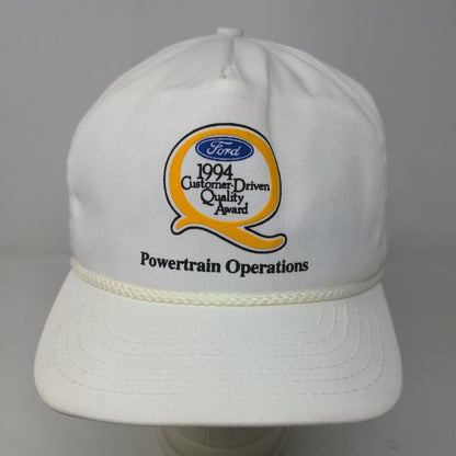 Ford Men's Snapback Trucker Hat White Vintage 1994 Powertrain Operations Rope