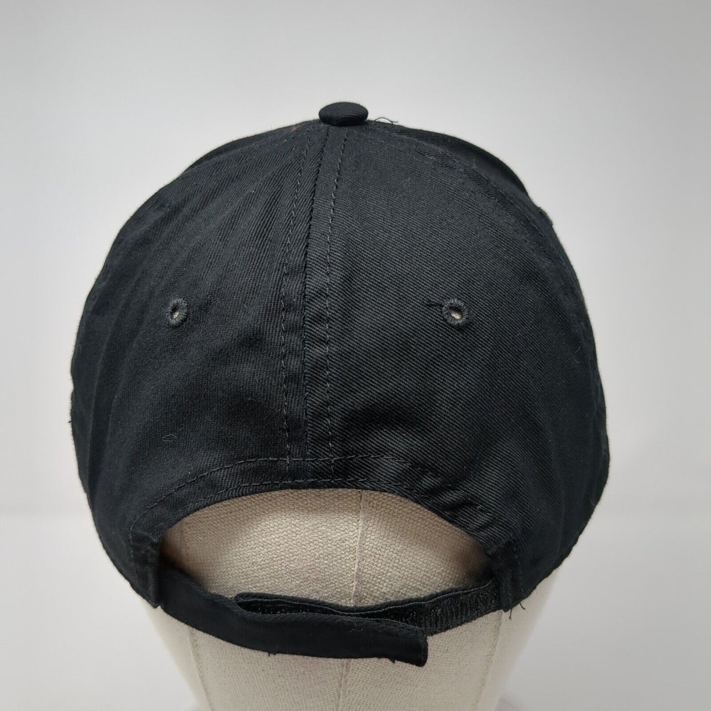 Unbranded Strapback Hat Black Soot One Size Adjustable Vent Holes Blank