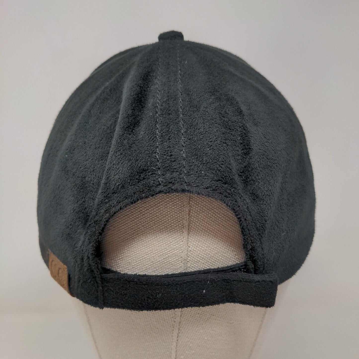C.C Suede Strapback Hat Black One Size Adjustable 6 Panel Solid Blank