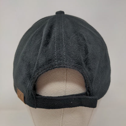 C.C Suede Strapback Hat Black One Size Adjustable 6 Panel Solid Blank
