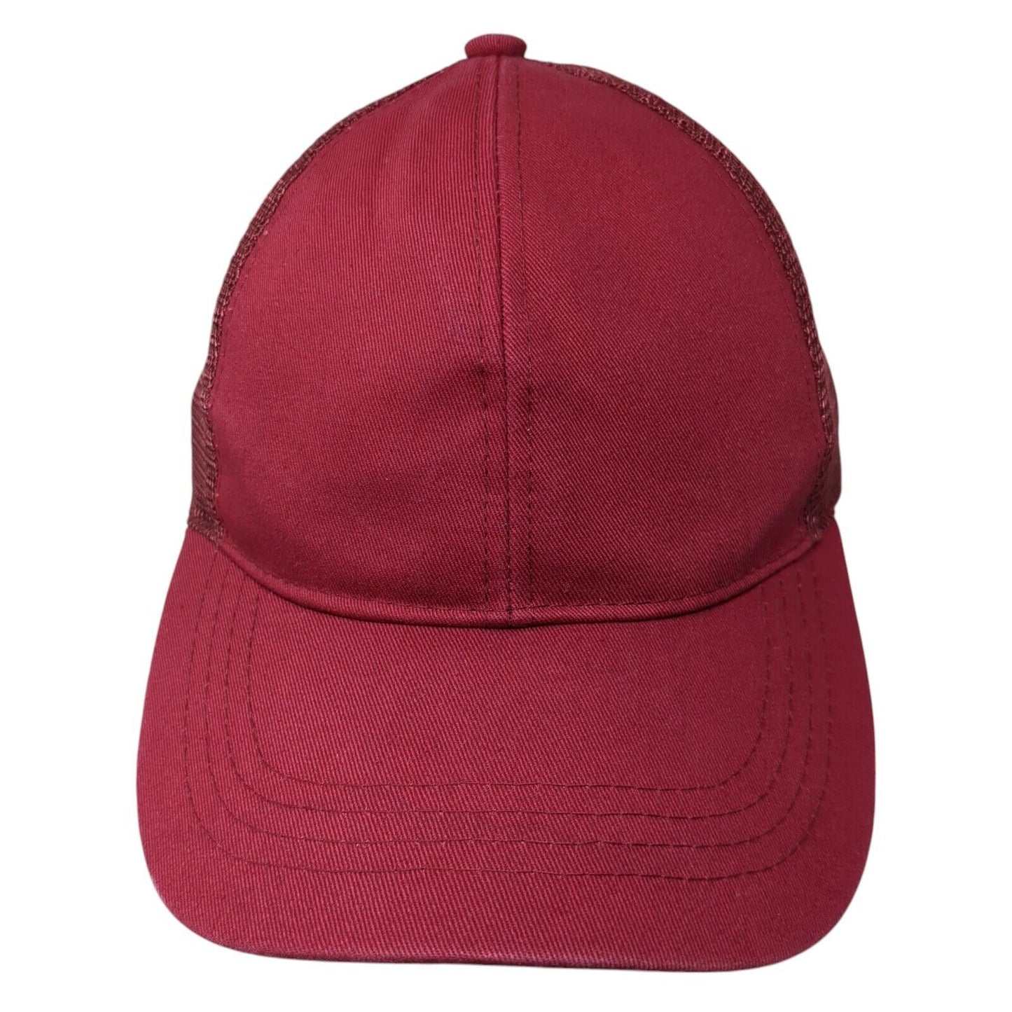 C.C. Strapback Ponyback Trucker Hat Red One Size Adjustable Mesh Back Blank