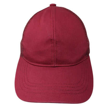 C.C. Strapback Ponyback Trucker Hat Red One Size Adjustable Mesh Back Blank